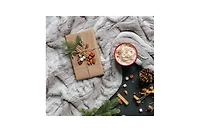 Chanasya Premium Faux Fur Ombre Throw Blanket - Super Soft, Lightweight Minky with Fuzzy Sherpa Side 50" x 65” Gray