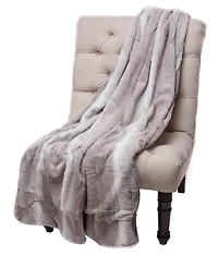 Chanasya Premium Faux Fur Ombre Throw Blanket - Super Soft, Lightweight Minky with Fuzzy Sherpa Side 50" x 65” Gray