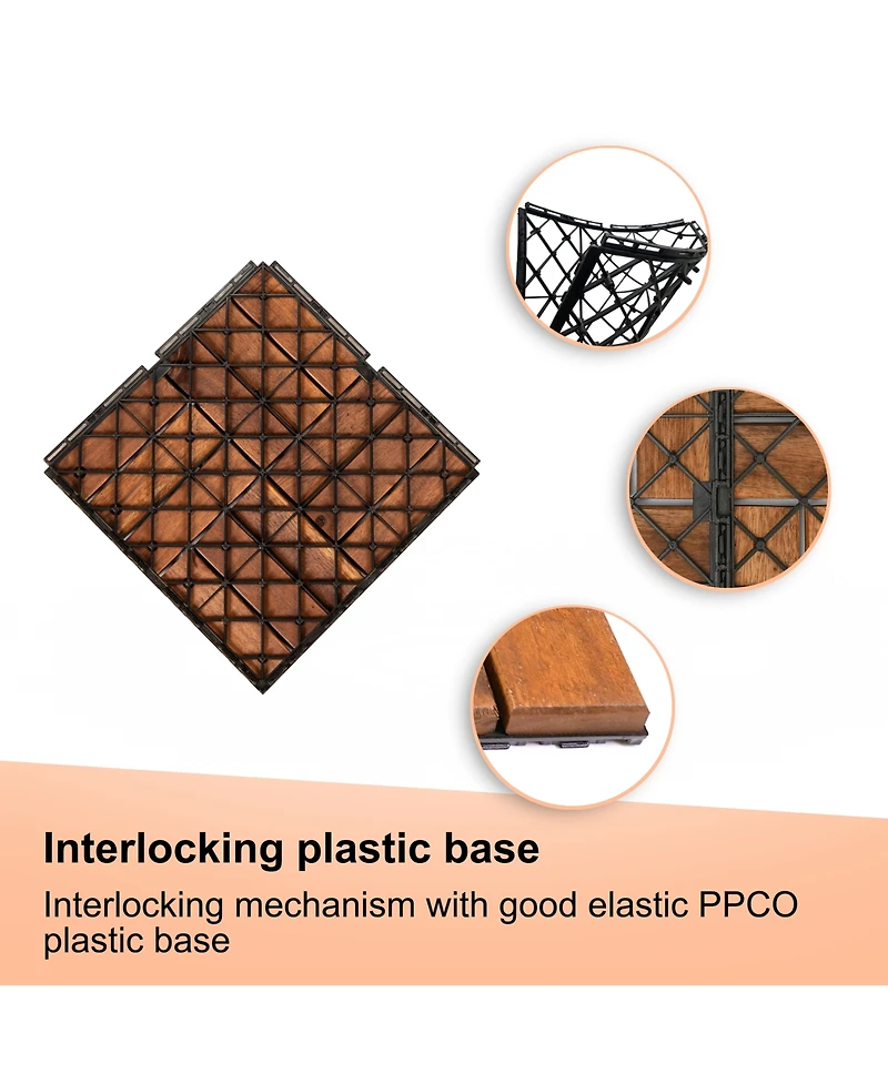 Simplie Fun Acacia Interlocking Deck Tiles, 20 Pack 12"x12
