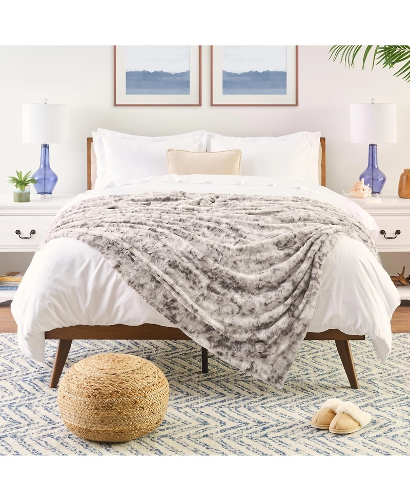 Chanasya Premium Double Sided Oversized Faux Fur Wolf Soft Throw Blanket