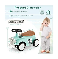 Kids Sit to Stand Vehicle with Working Steering Wheel and Under Seat Storage-White