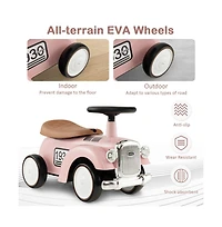 Kids Sit to Stand Vehicle with Working Steering Wheel and Under Seat Storage-White