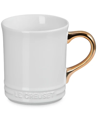 Le Creuset Stoneware Mug with Gold Metallic Handle, 14 oz.