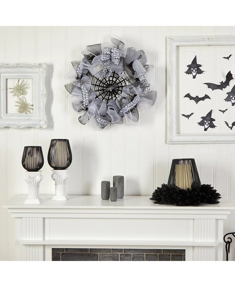 Slickblue Halloween Spider Web Mesh Wreath