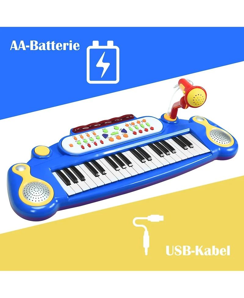 Sugift 37 Key Electronic Keyboard Kids Toy Piano Included Microphone and Stool