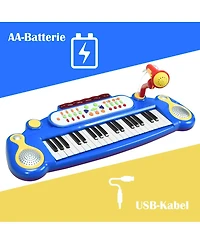 Sugift 37 Key Electronic Keyboard Kids Toy Piano Included Microphone and Stool