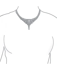 Bling Jewelry Art Deco-Inspired Swirl Leaf Collar V Statement Necklace With Cleavage Dangling Open Teardrop Micro Pave Cubic Zirconia Cz