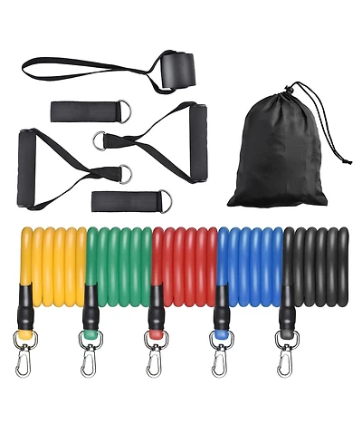 Yescom 5 Tubes Resistance Bands Set Exercise Workout Stackable 100Lbs Ankle Strap Home