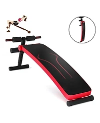 Vebreda Folding Weight Bench Adjustable Sit-up Board Workout Slant Bench-Red