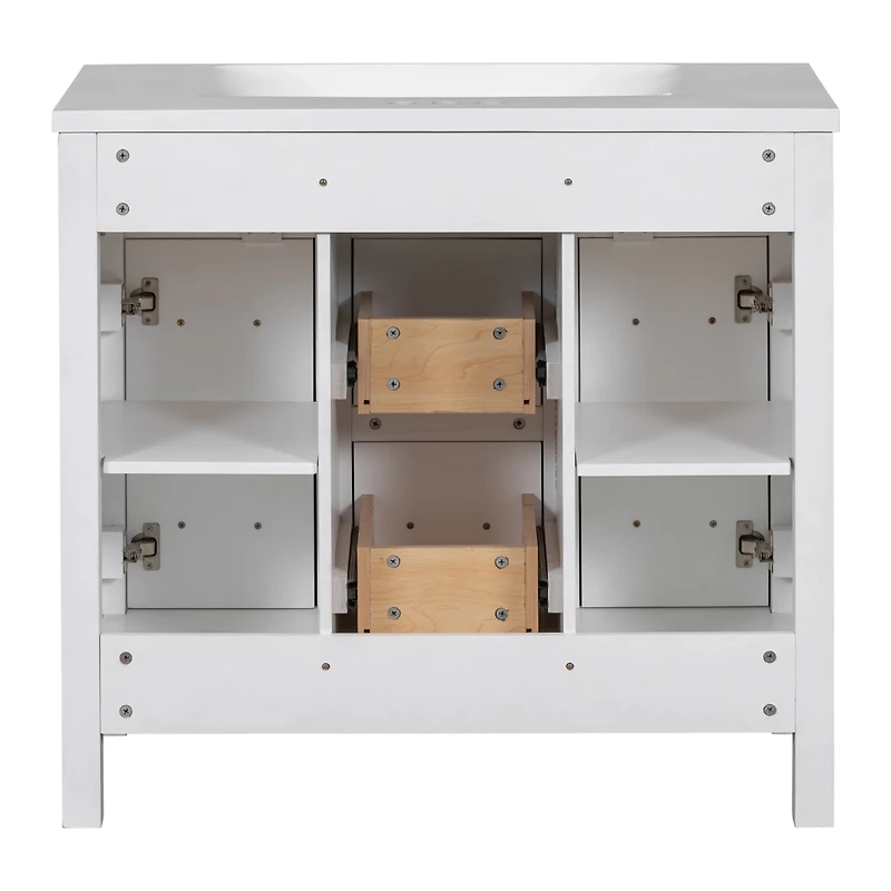 Streamdale 36" Integrated Sink Vanity 4 Drawers, 2 Doors