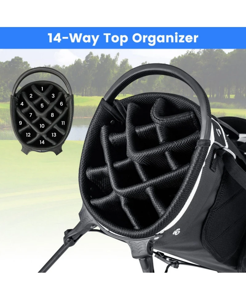 Lightweight Golf Stand Bag with 14 Way Top Dividers and 6 Pockets
