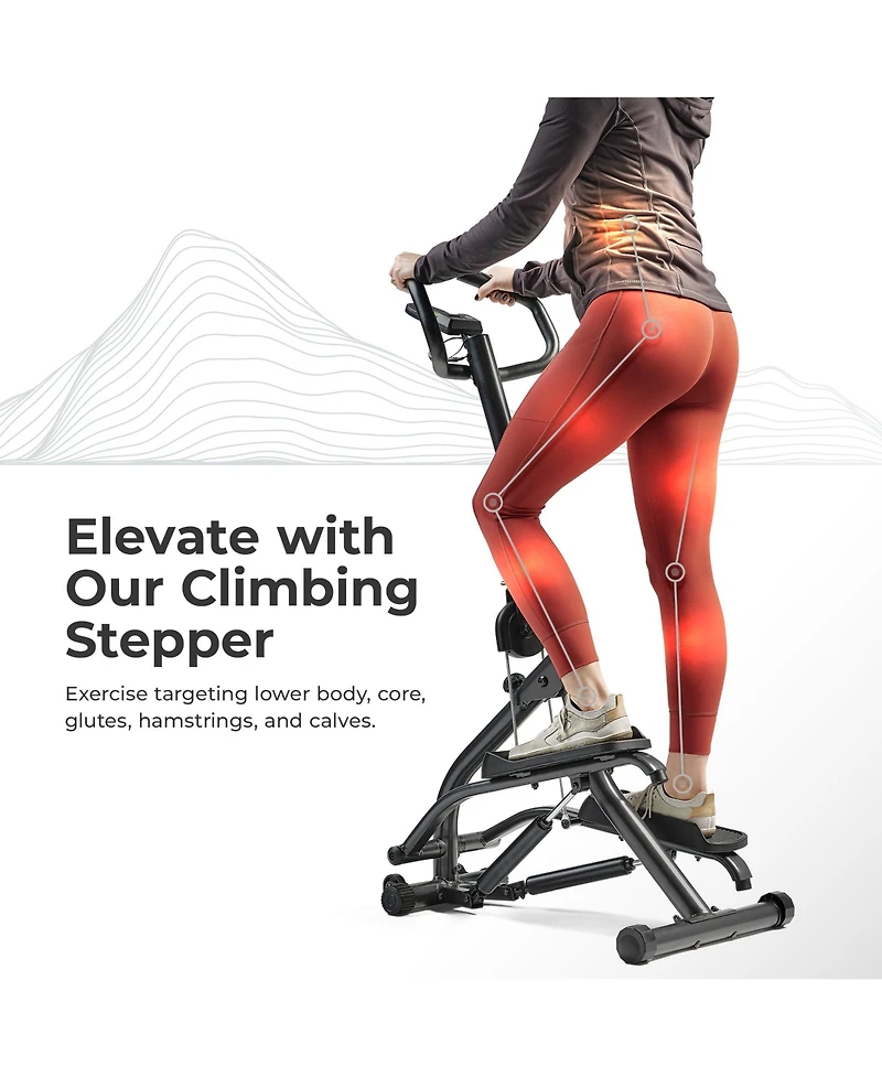 Sunny Health & Fitness Smart Extra Long Range Climber Stepper with Handlebar