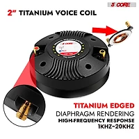 5 Core Compression Driver 135W Rms 8 Ohm Titanium Horn Throat Tweeter Speaker 18 Tpi Threading - 2PCS