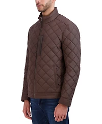 Cole Hann Men's Diamond Quilt Jacket with Faux Sherpa Lining