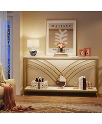 Tribesigns 70.9 inch Extra Long Console Table, Faux Marble Entryway Table with 2 Tier Storage Shelf, Narrow Sofa Table Behind Couch, Modern Hallway Ac
