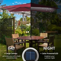 9ft Solar Led Patio Umbrella with Tilt & Crank