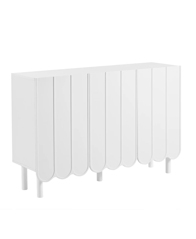 Simplie Fun Black Cream Style Minimalist Shoe Cabinet with Wave Doors