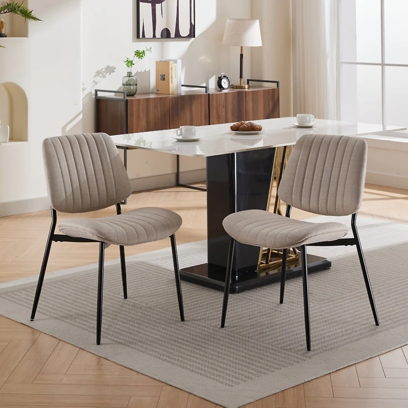 Streamdale Modern Retro Linen Dining Chairs Set of 2