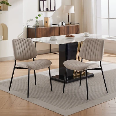 Streamdale Modern Retro Linen Dining Chairs Set of 2