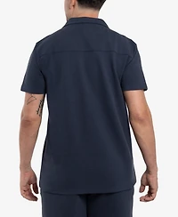 Spring + Mercer Men's Camp Collar Short Sleeve Textured Button-Up Shirt