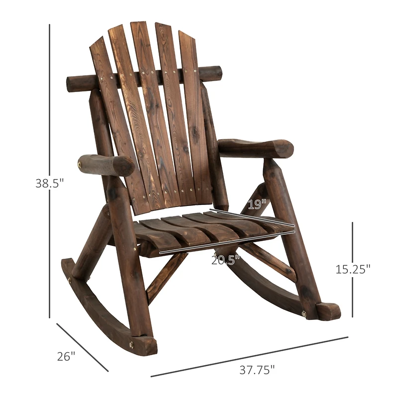 Carbonized Adirondack Rocking Chair for Outdoor and Indoor