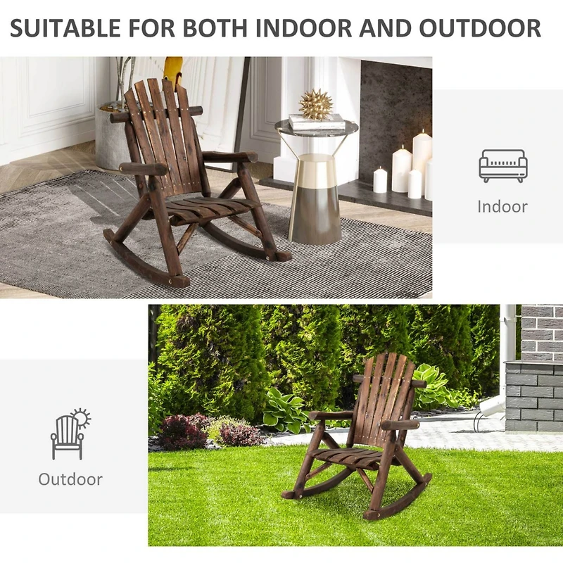 Carbonized Adirondack Rocking Chair for Outdoor and Indoor