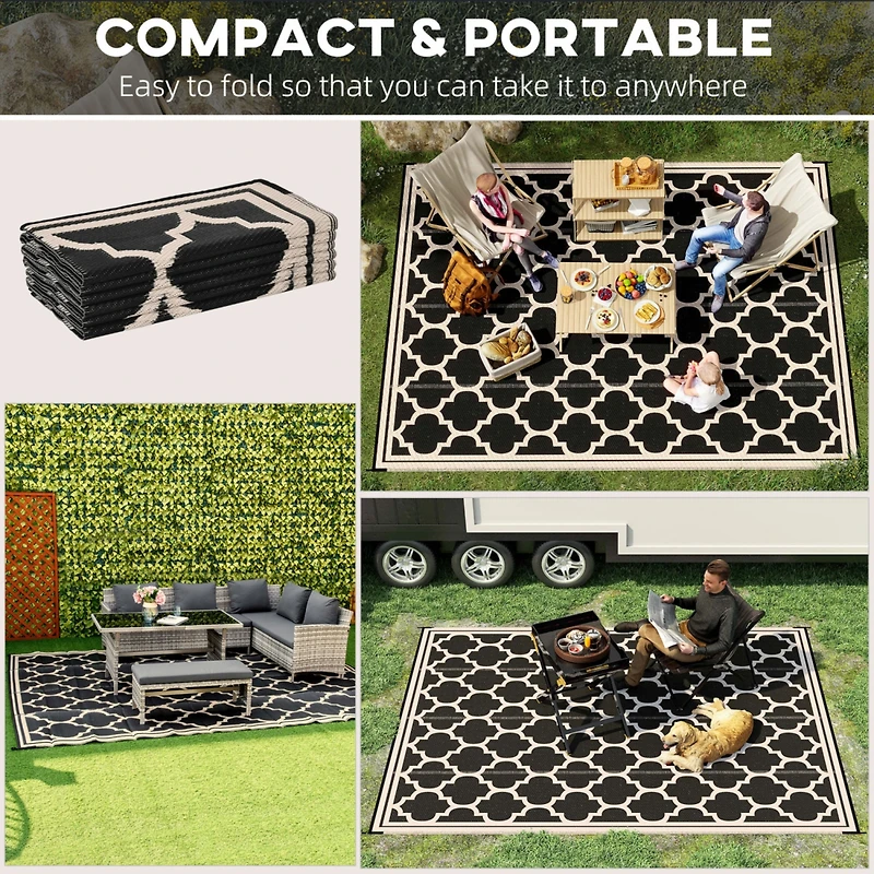 9'x18' Reversible Outdoor Rug for Camping, Backyards, and Picnics