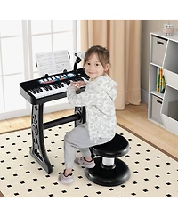 Vebreda Kids Piano Keyboard 37-Key Kids Toy Keyboard Piano with Microphone for 3+ Kids-Pink
