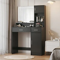 Streamdale Furniture Led Vanity Desk with Mirror, Drawer & Storage