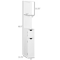 Tall Bathroom Storage Cabinet with Open Shelves and Doors