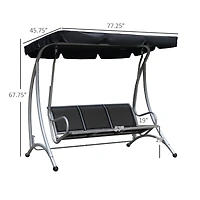 3-Seat Outdoor Canopy Swing with Adjustable Shade