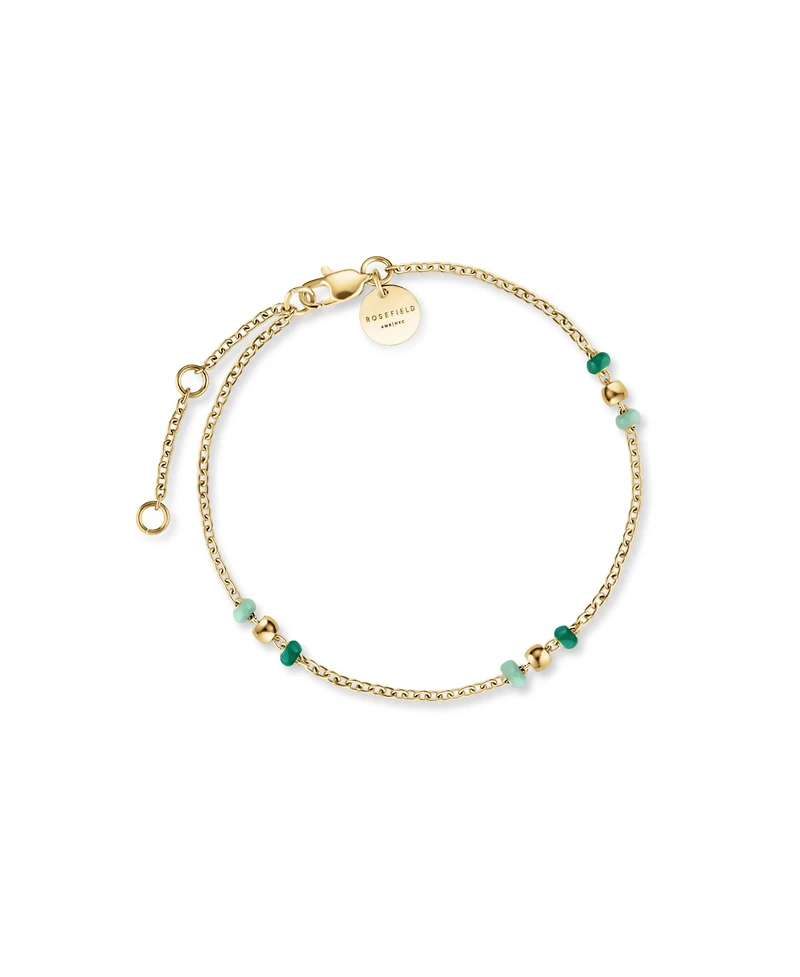Rosefield Emerald Dotted Bracelet In 14K Yellow Gold Plated Stainless Steel
