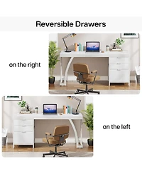 Tribesigns 59 Inch Computer Desk with 3 Drawers, Industrial Pc Desk Study Writing Table Workstation with File Storage, Home Office Desks with Large De