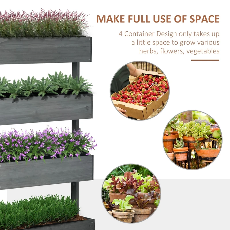 4-Tier Wooden Vertical Planter for Gardens