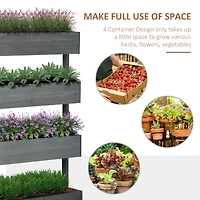 4-Tier Wooden Vertical Planter for Gardens