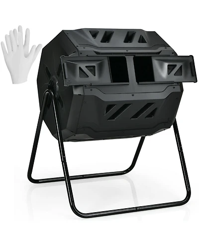 Givimo 43 Gallon Composting Tumbler Compost Bin with Dual Rotating Chamber