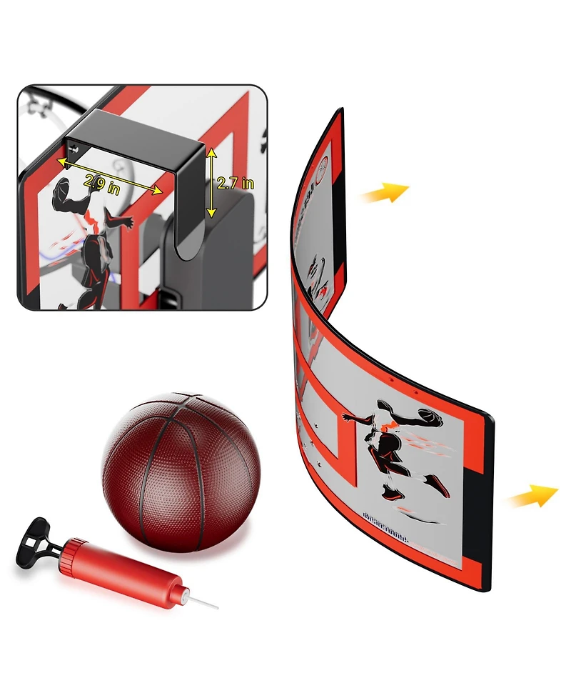 Contixo Slam Dunk Mini Indoor Basketball Hoop Set with 2 Balls - Foldable Over-The-Door Game for Wall, Bedroom, or Office.