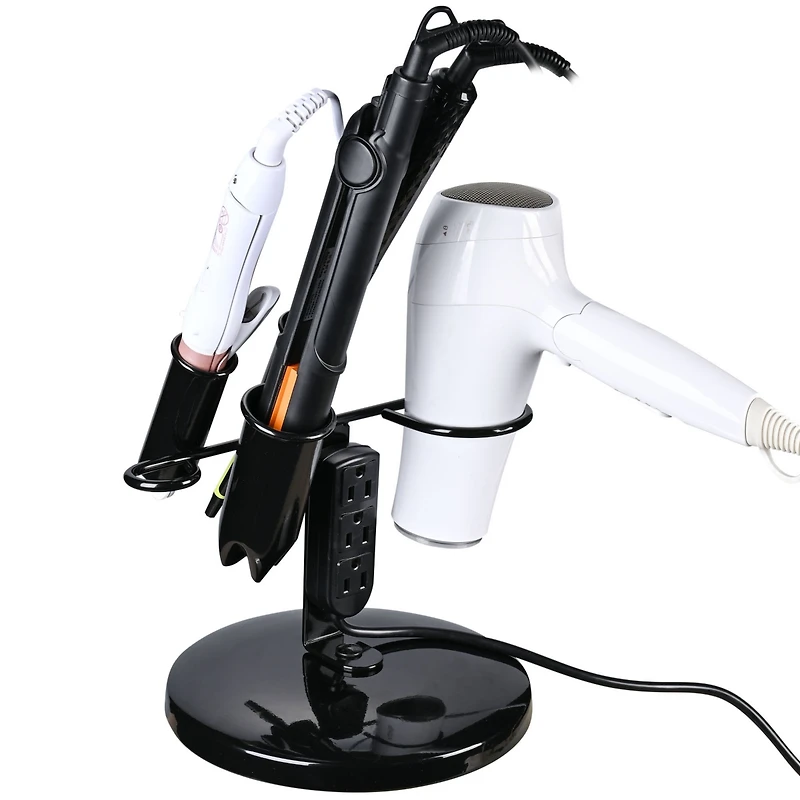 Byootique Desktop Salon Appliance Holder For Hair Dryer Curling Irons Stand w/ Plug Round Base