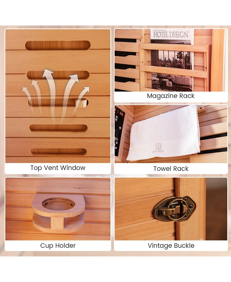 Skonyon New Model Single Person Far Infrared Wooden Sauna for Home