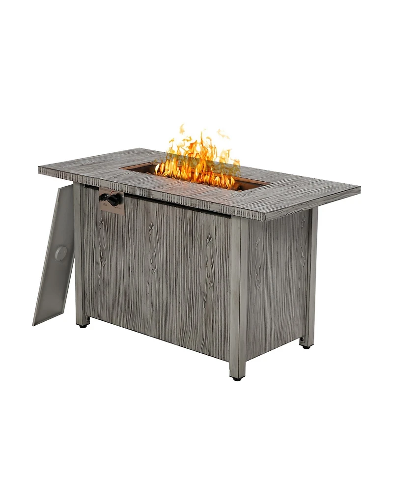 Sugift 43 Inch 50 000 Btu Propane Fire Pit Table with Removable Lid-Gray