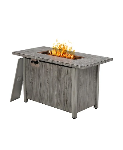 Sugift 43 Inch 50 000 Btu Propane Fire Pit Table with Removable Lid-Gray