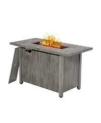 Sugift 43 Inch 50 000 Btu Propane Fire Pit Table with Removable Lid-Gray