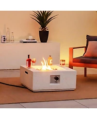 Sugift 28 Inch 40000 Btu Square Propane Gas Fire Pit with Pvc Cover-White