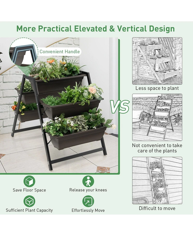 Sugift 3-Tier Vertical Raised Garden Bed with 5 Plant Boxes