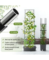 Sugift 2 Pack Garden Planters with Trellis Cucumber Trellis Tomato Cage-Black
