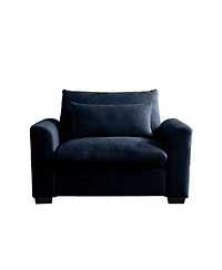 Streamdale Furniture Blue Corduroy Deep Seat Sofa Chair with Pillow
