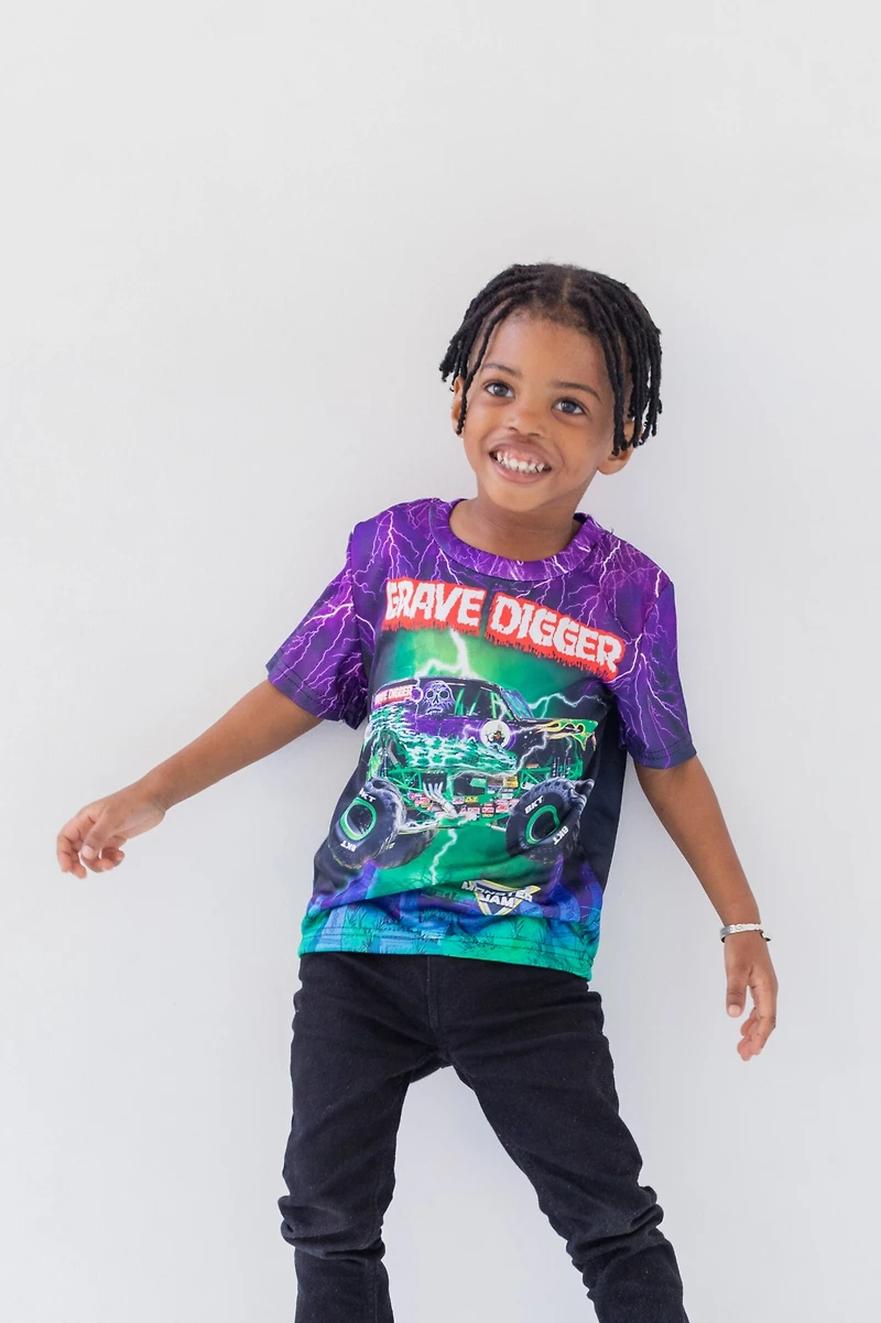 Monster Jam Boys T-Shirt to Grave Digger El Toro Loco Megalodon