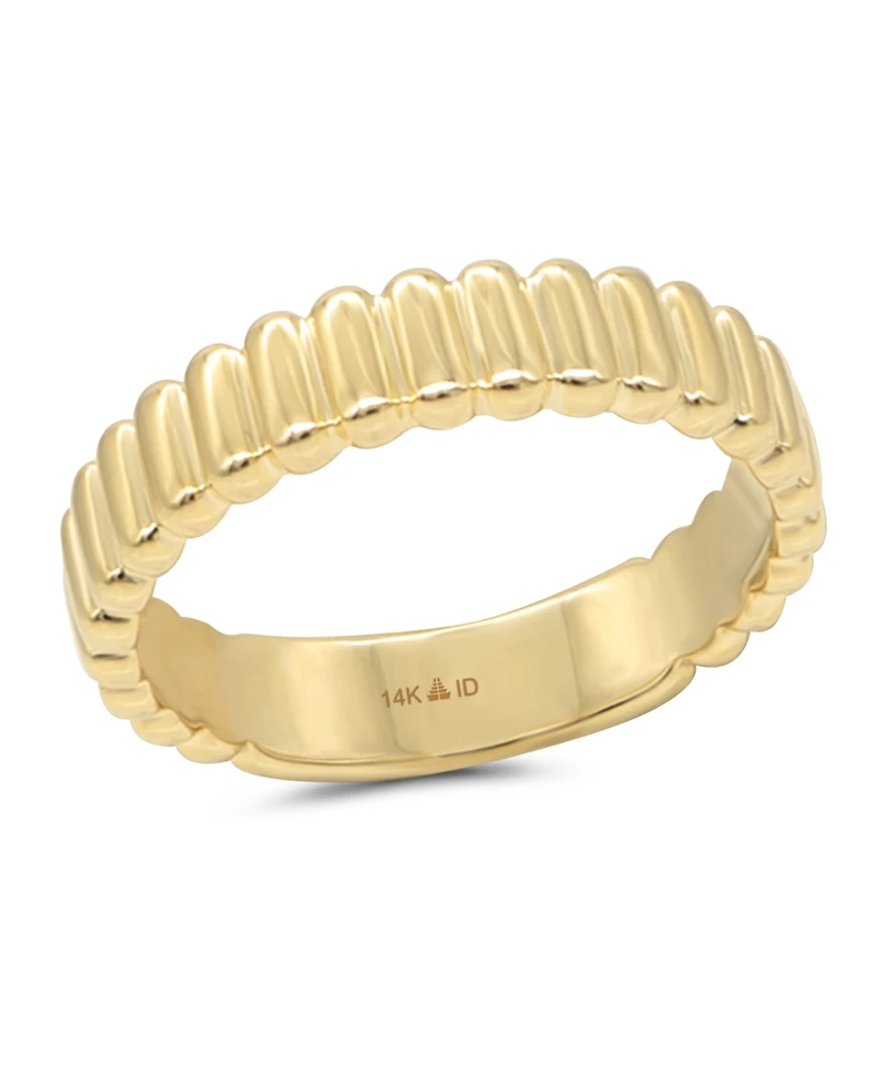 Devata Ribbed Band Ring in 14K Gold, Size 8, approx. 2.9 grams