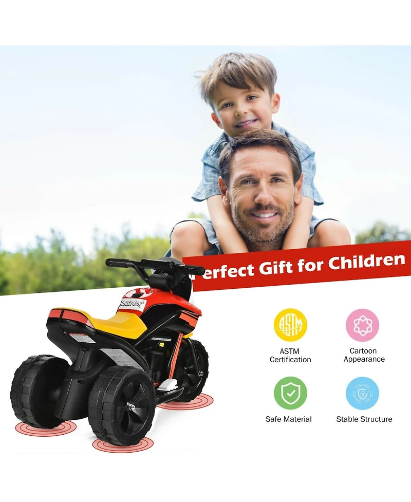Sugift 6V 3-Wheel Electric Ride-On Toy Motorcycle Trike with Music and Horn