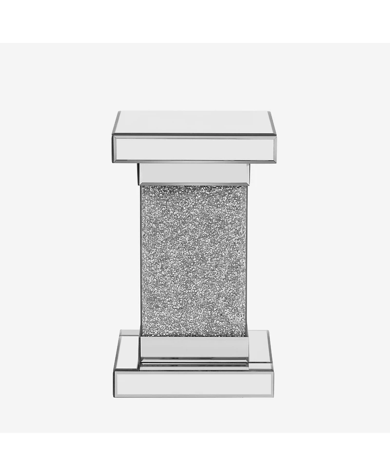 Streamdale Mirrored End Table with Led Lights, Crushed Diamond Accent